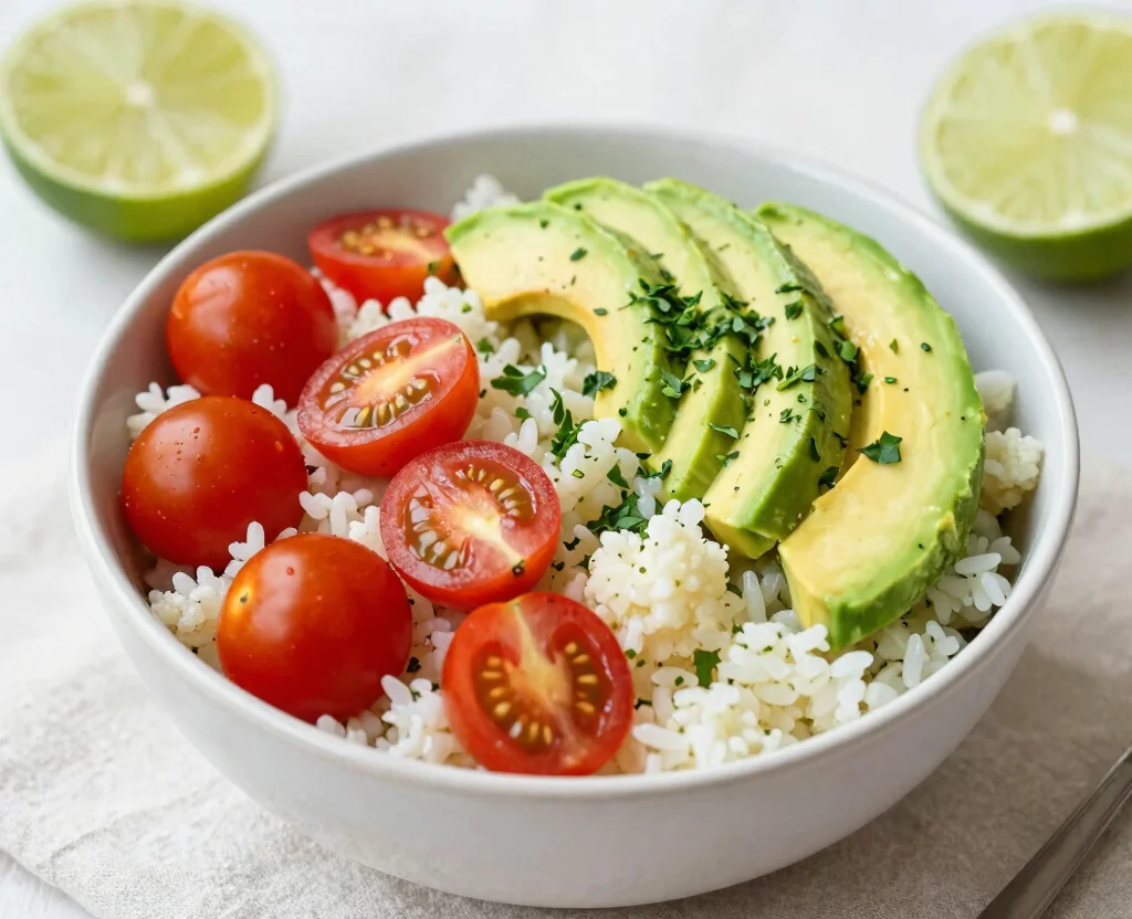 15 Diet Food Recipes for Losing Weight – Vegetarian, Slimming & Satisfying - 5. Cauliflower Rice Bowl with Avocado 1