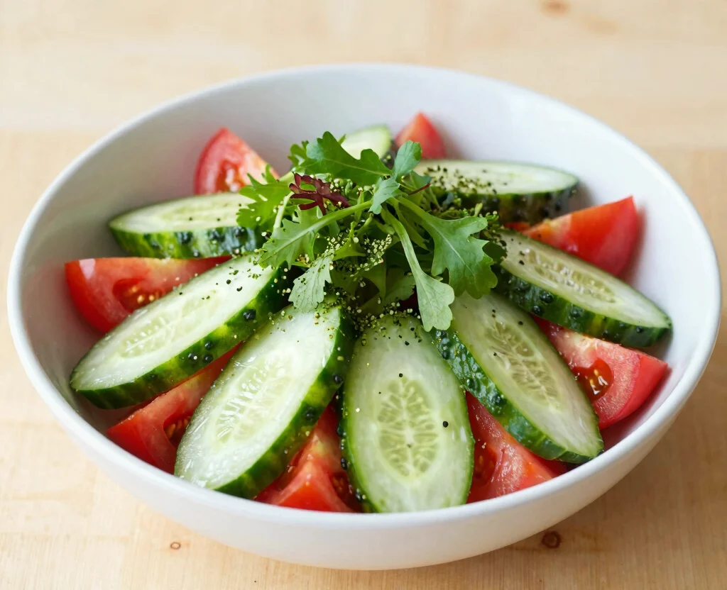 15 Easy Salad Recipes Vegetarian – Healthy & Delicious - 10. Cucumber and Tomato Salad 1