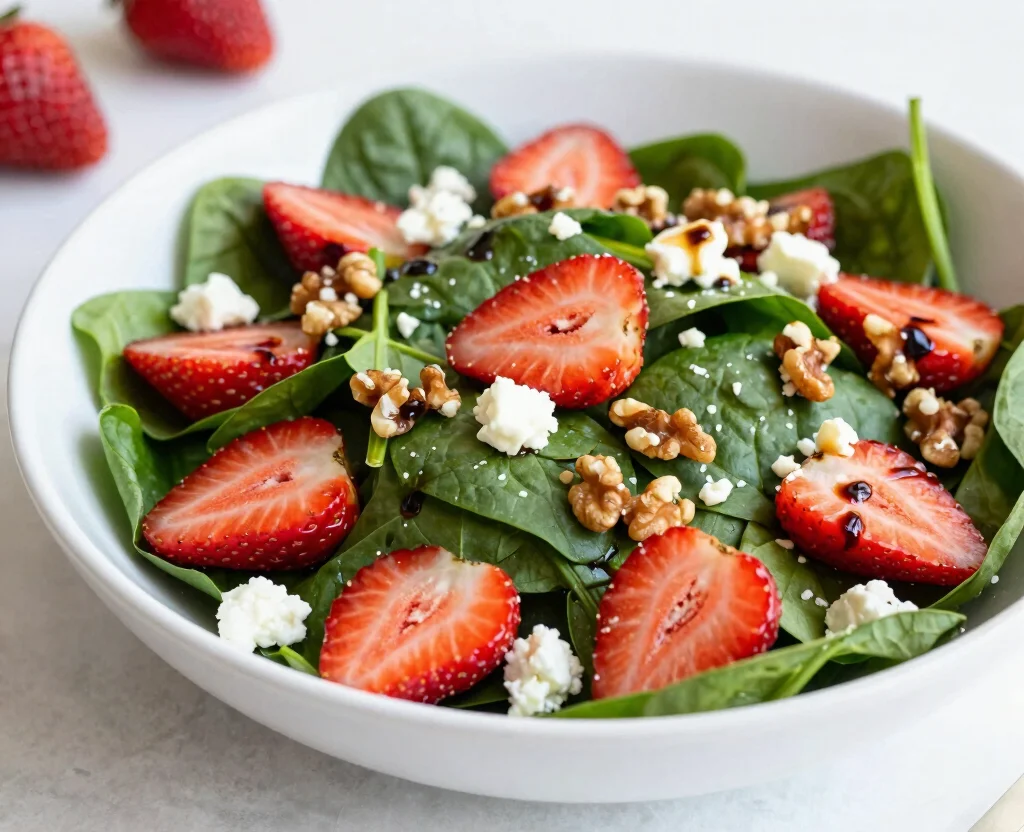 15 Easy Salad Recipes Vegetarian – Healthy & Delicious - 3. Spinach and Strawberry Salad 1