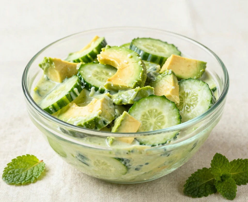 15 Easy Salad Recipes Vegetarian – Healthy & Delicious - 7. Creamy Avocado and Cucumber Salad 1