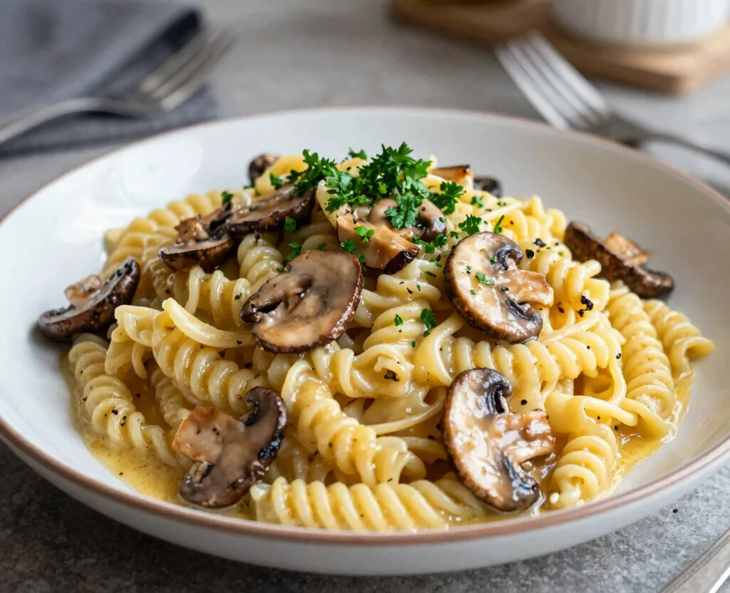 15 Simple Vegetarian Recipes – Minimal Ingredients, Maximum Flavor - 10. Garlic Butter Mushroom Pasta 1