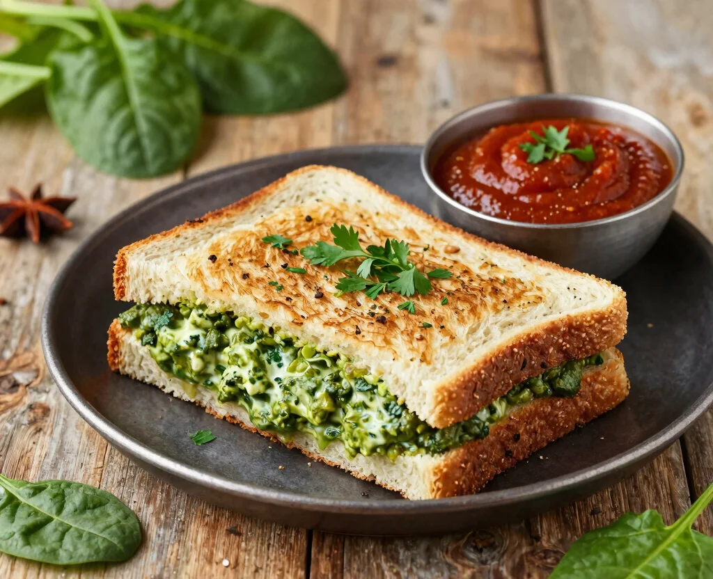 16 Easy Sandwich Recipes Vegetarian Indian – Quick & Flavorful - 11. Palak Paneer Sandwich 1