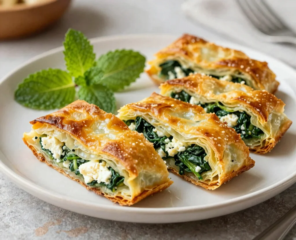 16 Filo Pastry Recipes Savoury Vegetarian – Flaky & Delicious - 1. Spinach and Feta Bougatsa 1