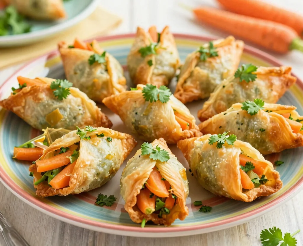 16 Filo Pastry Recipes Savoury Vegetarian – Flaky & Delicious - 12. Carrot and Cilantro Filo Parcels 1