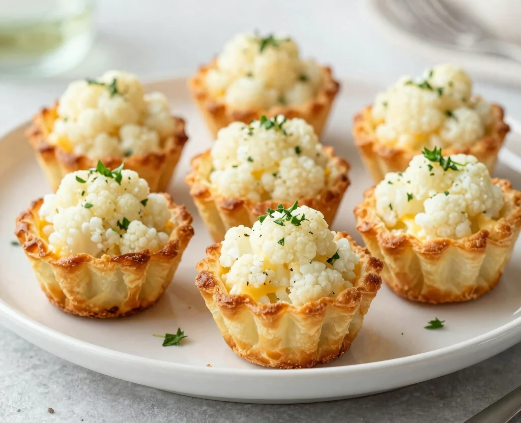 16 Filo Pastry Recipes Savoury Vegetarian – Flaky & Delicious - 3. Cauliflower and Cheese Filo Pastry Cups 1