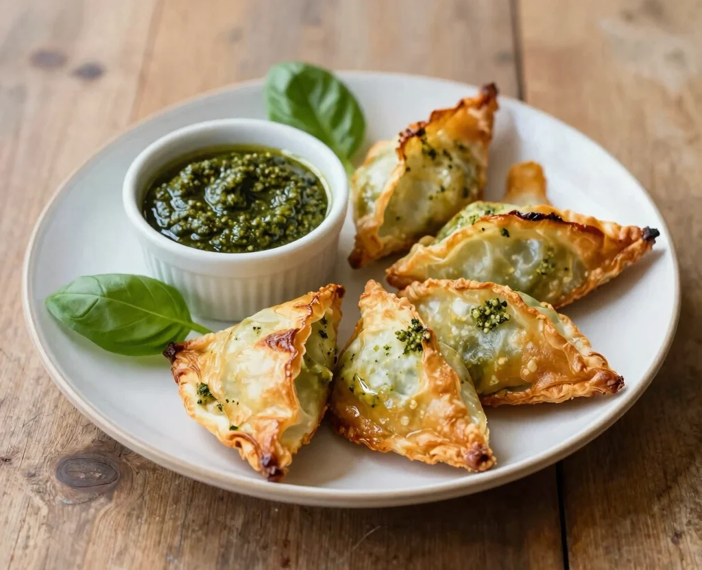 16 Filo Pastry Recipes Savoury Vegetarian – Flaky & Delicious - 4. Roasted Vegetables and Pesto Filo Triangles 1