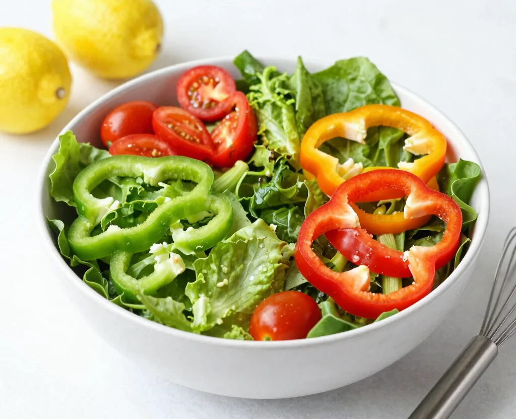 16 Healthy Vegetarian Lunch Recipes – Quick & Tasty - 10. Rainbow Salad with Lemon Dressing 1