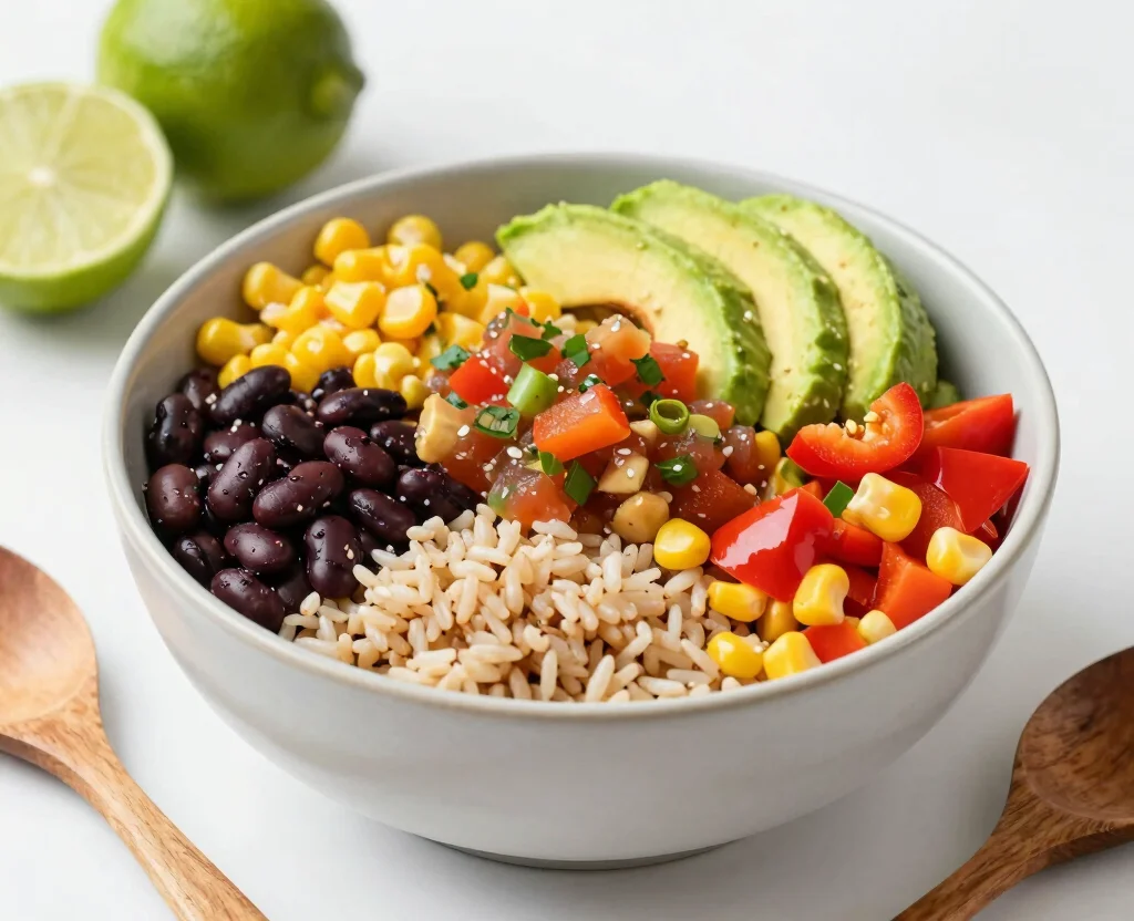 16 Healthy Vegetarian Lunch Recipes – Quick & Tasty - 13. Vegan Burrito Bowl 1