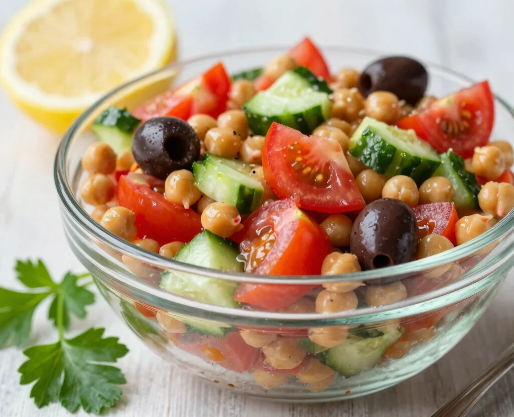 16 Healthy Vegetarian Lunch Recipes – Quick & Tasty - 3. Mediterranean Chickpea Salad 1