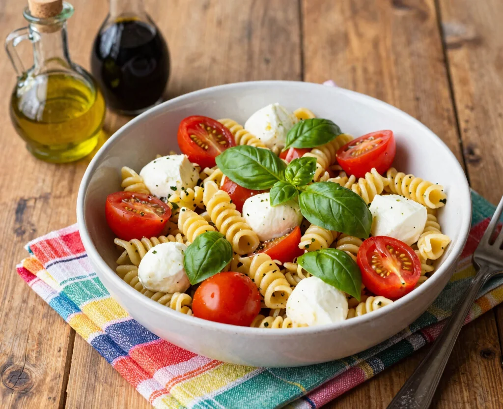 16 Healthy Vegetarian Lunch Recipes – Quick & Tasty - 6. Caprese Pasta Salad 1