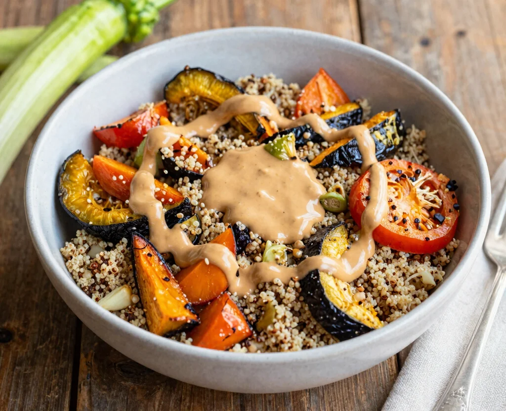 16 Healthy Vegetarian Lunch Recipes – Quick & Tasty - 8. Roasted Vegetable Quinoa Bowl 1