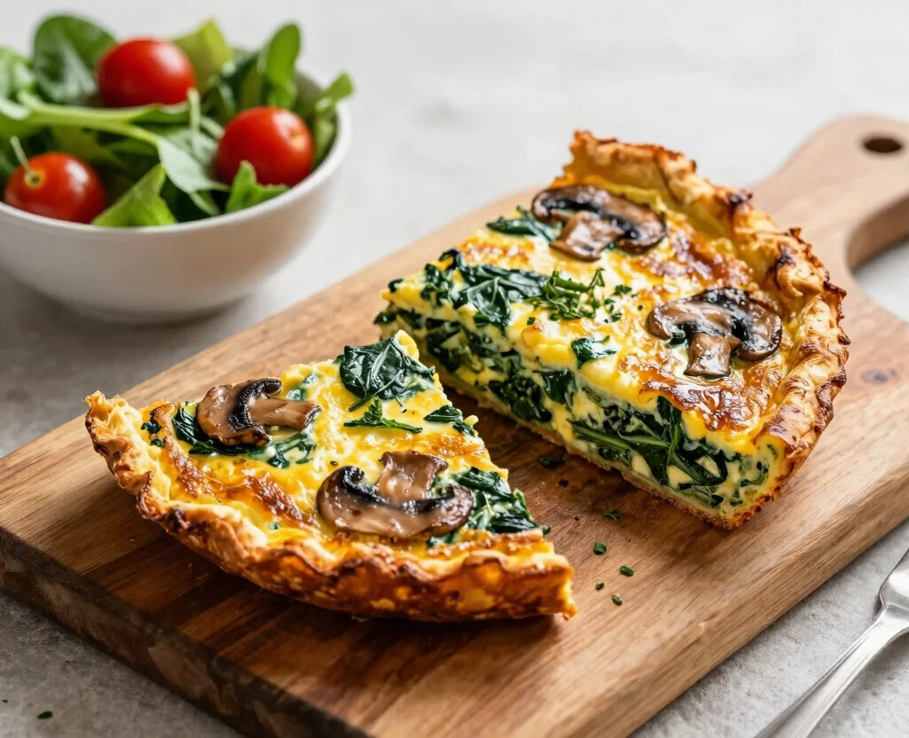 16 High Protein Low Carb Vegetarian Recipes – Lean & Filling - 10. Mushroom and Spinach Frittata 1
