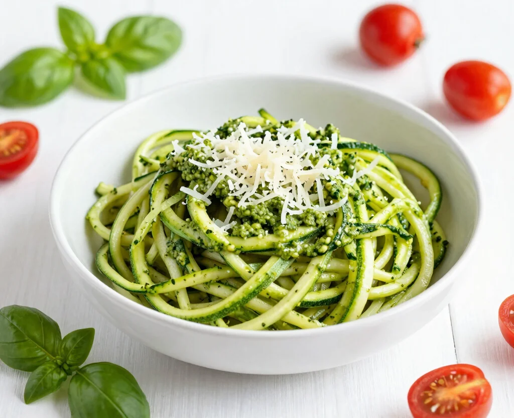 16 Quick and Easy Vegetarian Recipes – Ready in Minutes - 12. Zucchini Noodles with Pesto 1