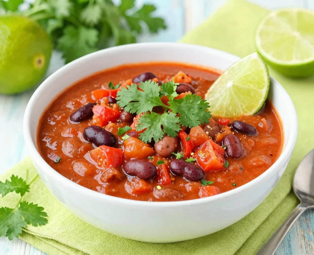 17 Hearty Vegetarian Chili Crock Pot Recipes to Keep You Warm - 13. Cilantro Lime Vegetarian Chili 1