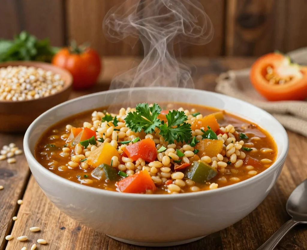 17 Hearty Vegetarian Chili Crock Pot Recipes to Keep You Warm - 16. Vegetable and Barley Chili 1