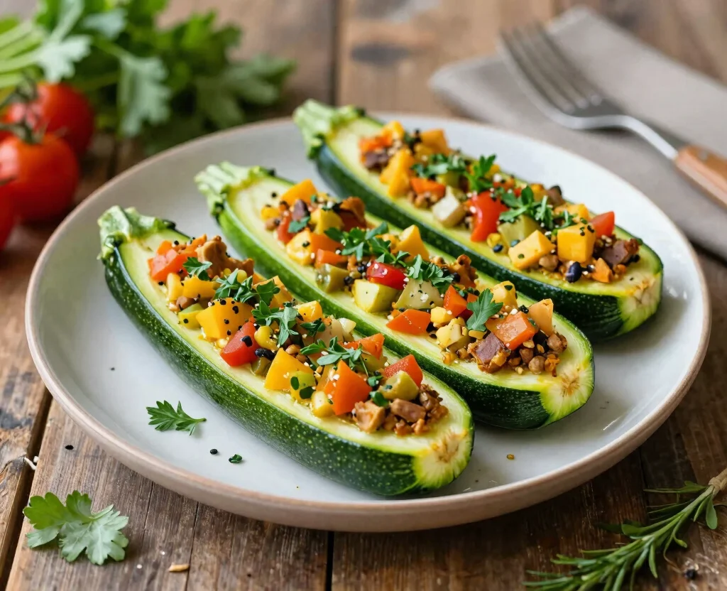 17 High Protein Vegetarian Slow Cooker Recipes – Set & Forget - 14. Veggie-Packed Stuffed Zucchini 1
