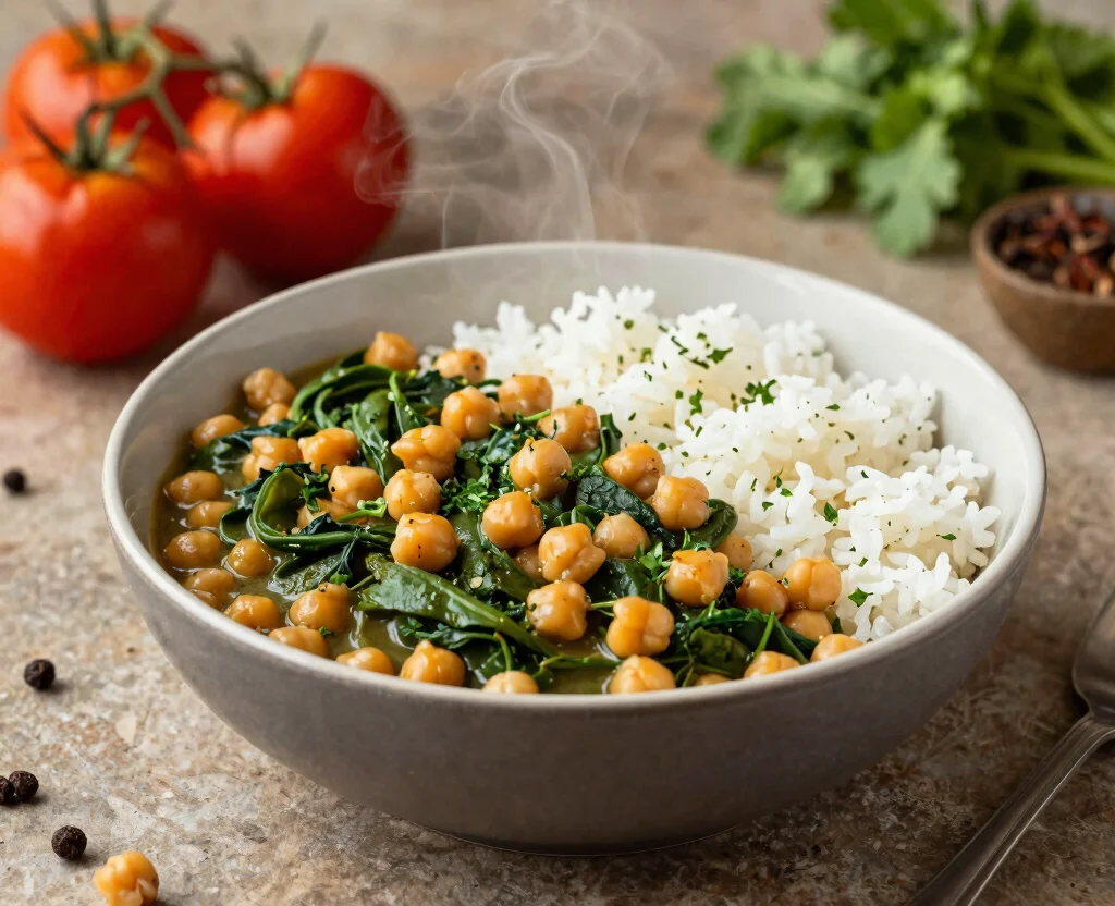 17 High Protein Vegetarian Slow Cooker Recipes – Set & Forget - 3. Chickpea and Spinach Stew 1