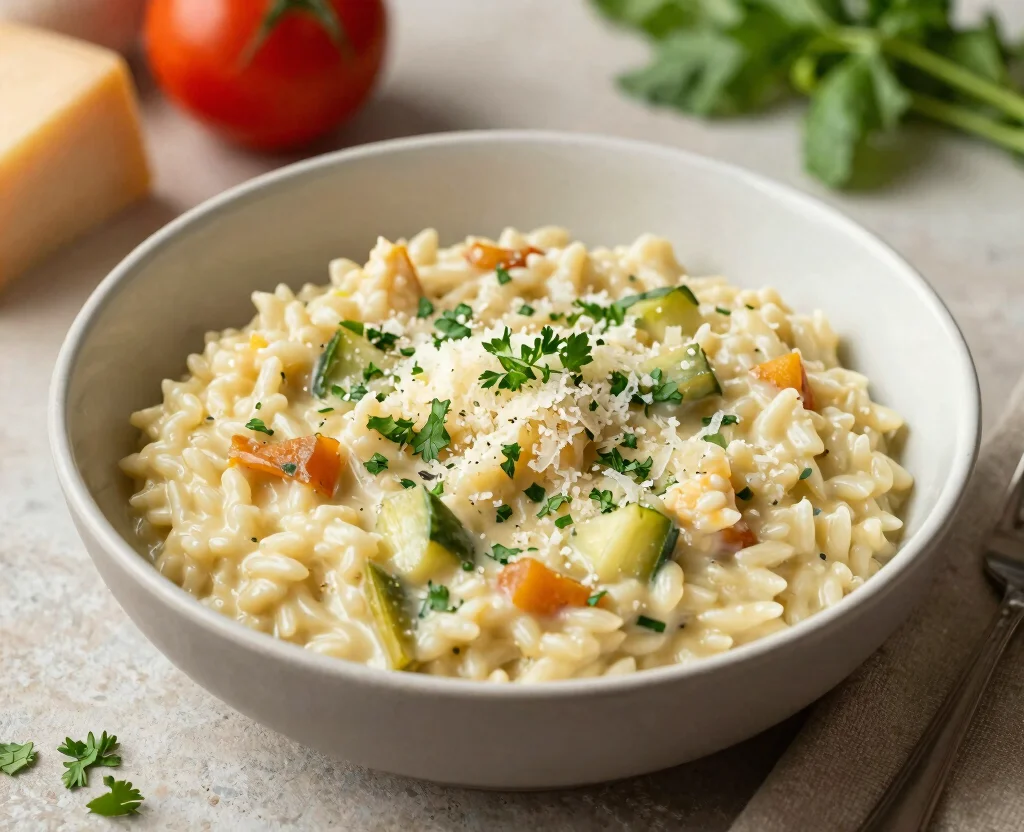 17 High Protein Vegetarian Slow Cooker Recipes – Set & Forget - 5. Creamy Vegetable Risotto 1