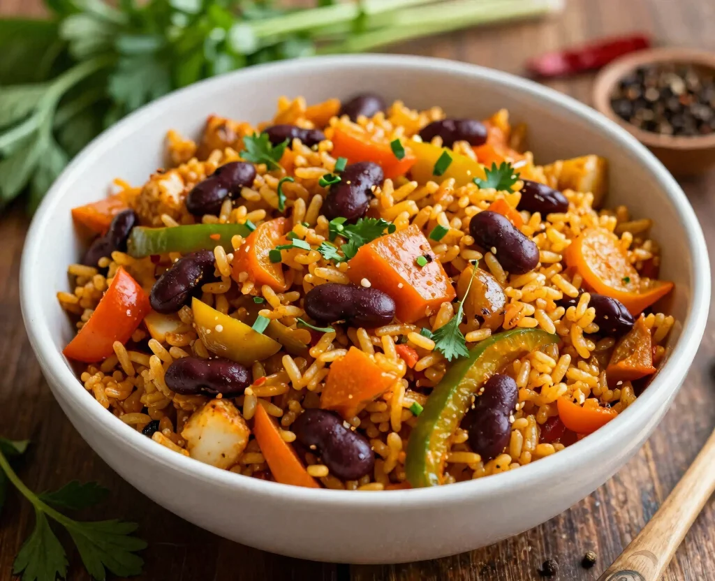 17 High Protein Vegetarian Slow Cooker Recipes – Set & Forget - 6. Spicy Vegetarian Jambalaya 1
