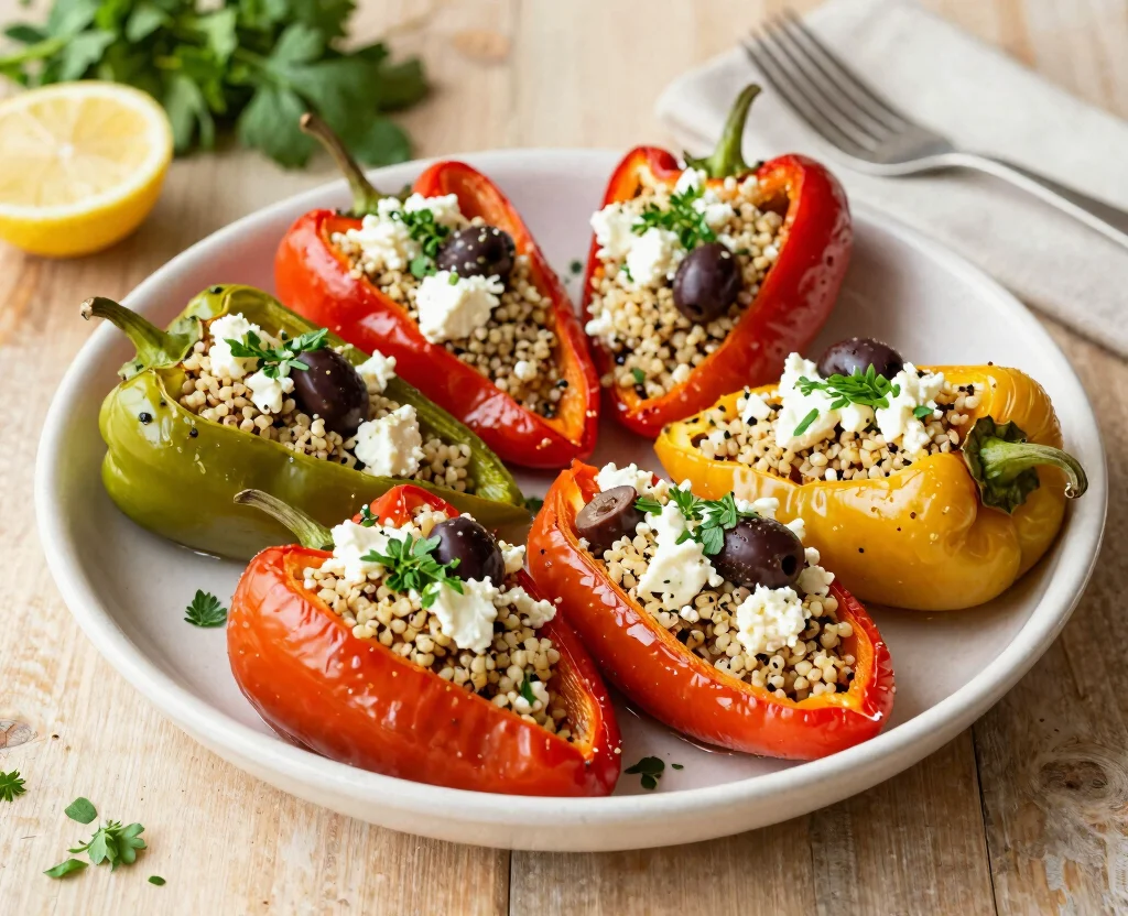 17 High Protein Vegetarian Slow Cooker Recipes – Set & Forget - 7. Mediterranean Stuffed Peppers 1