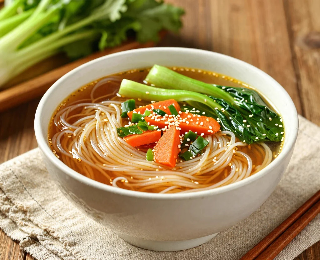 17 High Protein Vegetarian Soup Recipes – Filling & Nutritious - 13. Asian Noodle and Vegetable Soup 1