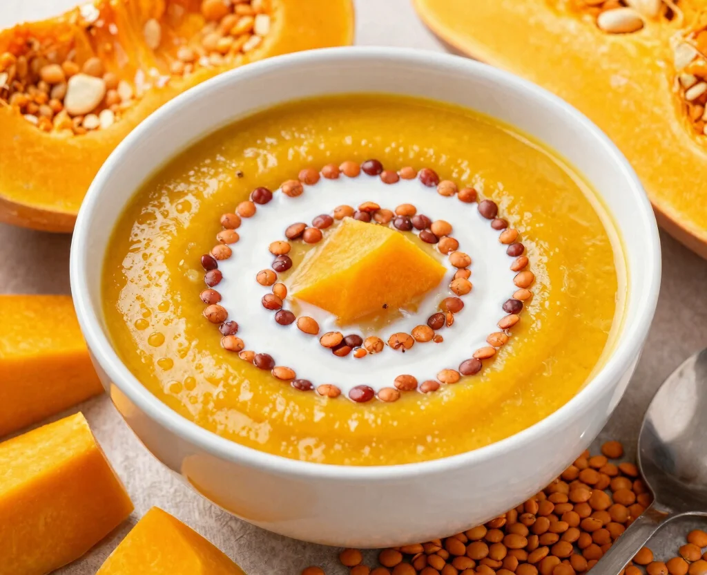 17 High Protein Vegetarian Soup Recipes – Filling & Nutritious - 14. Butternut Squash and Red Lentil Soup 1