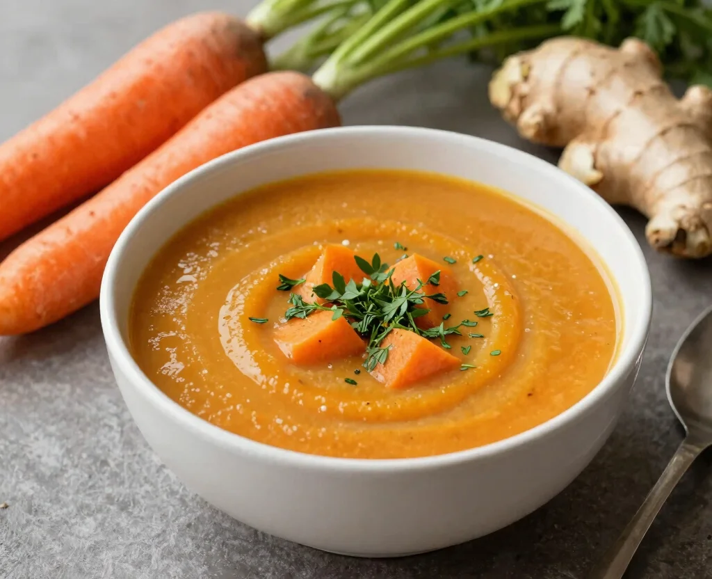 17 High Protein Vegetarian Soup Recipes – Filling & Nutritious - 16. Spiced Carrot and Ginger Soup 1