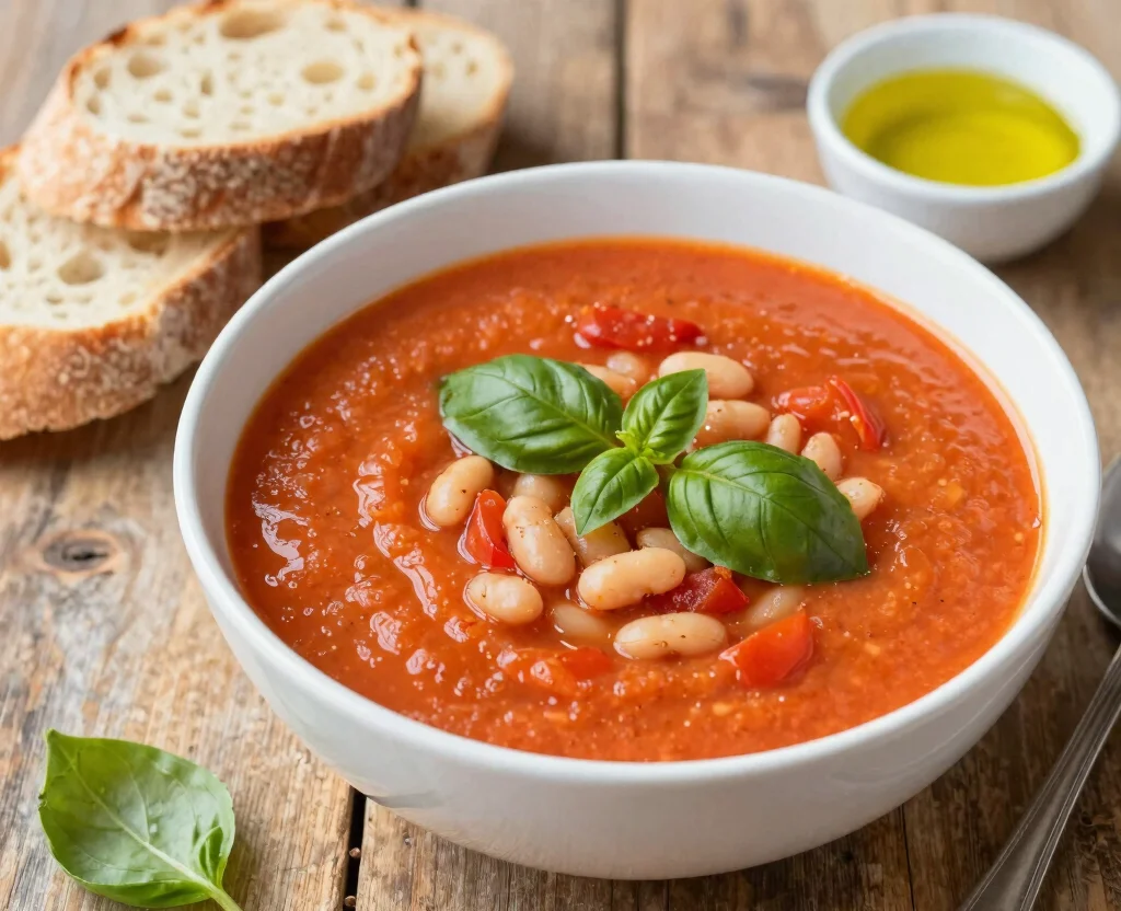 17 High Protein Vegetarian Soup Recipes – Filling & Nutritious - 4. Creamy Tomato and White Bean Soup 1