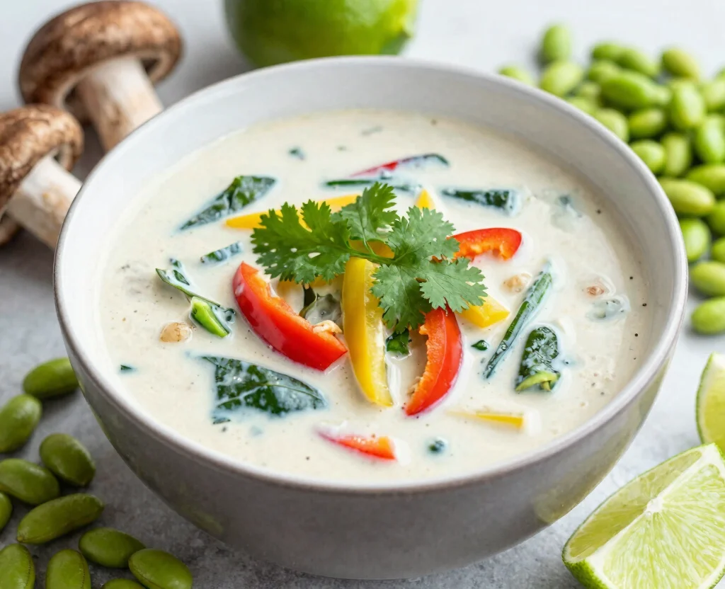 17 High Protein Vegetarian Soup Recipes – Filling & Nutritious - 6. Thai Coconut and Vegetable Soup 1
