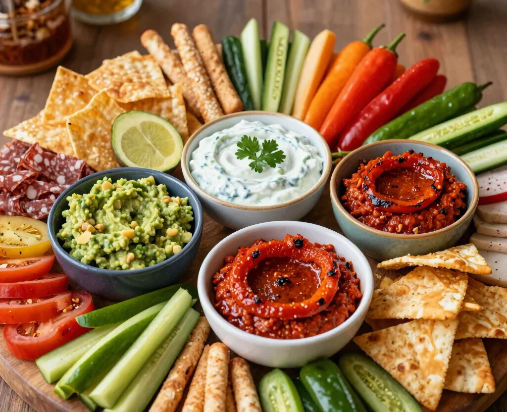 17 Vegetarian Charcuterie Board Ideas – Party Perfect - 7. Savory Dips and Spreads 1