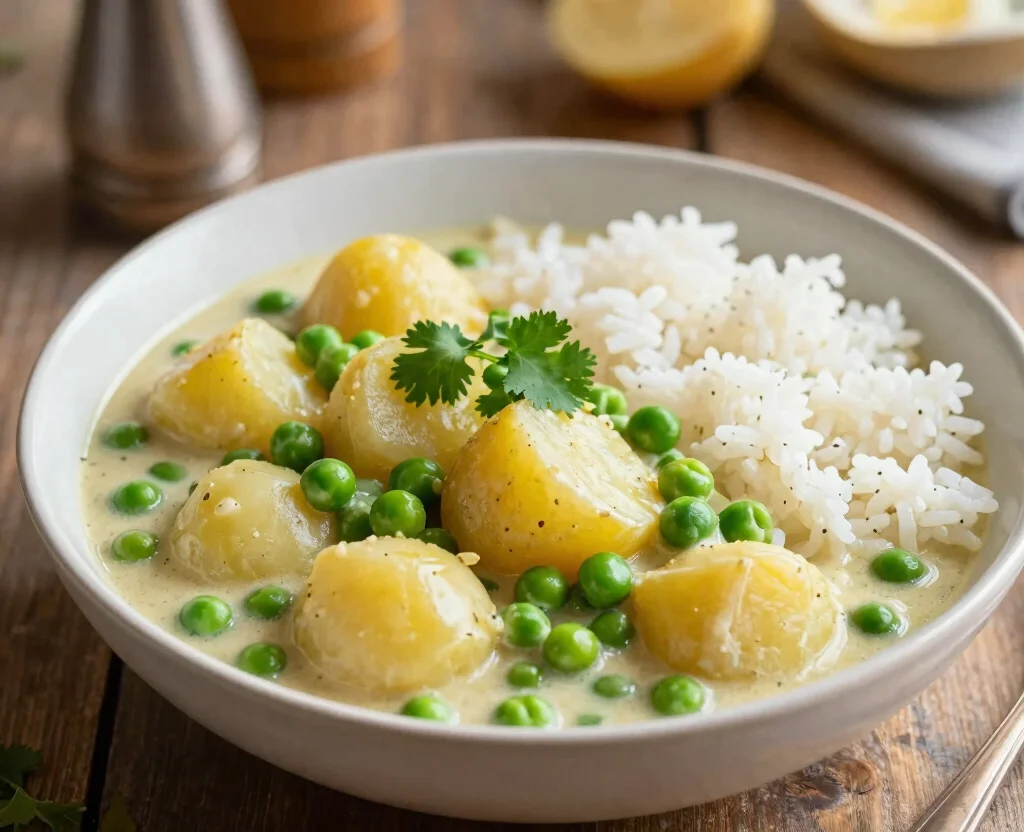 18 Cheap Vegetarian Meals – Budget-Friendly - 12. Potato & Pea Curry 1