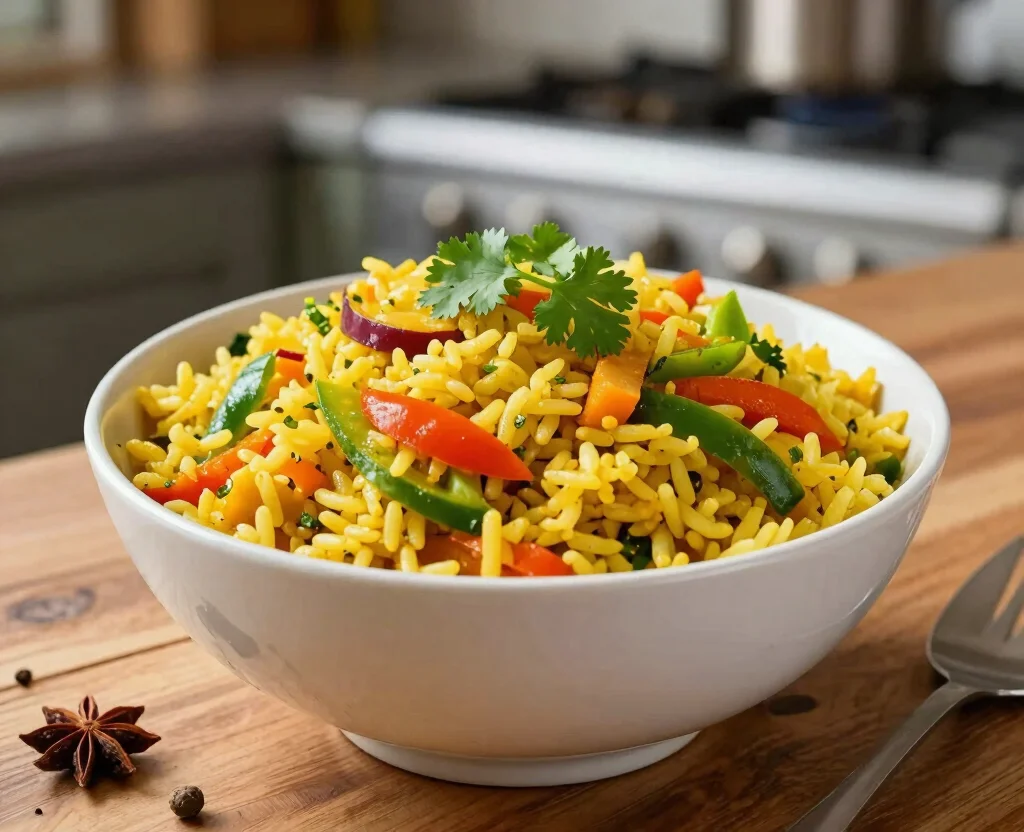 18 Cheap Vegetarian Meals – Budget-Friendly - 7. Curried Vegetable Rice 1