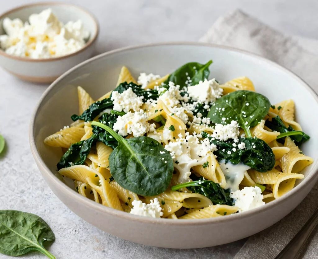 18 Easy Pasta Recipes Vegetarian – Comfort in a Bowl - 11. Spinach and Feta Pasta 1