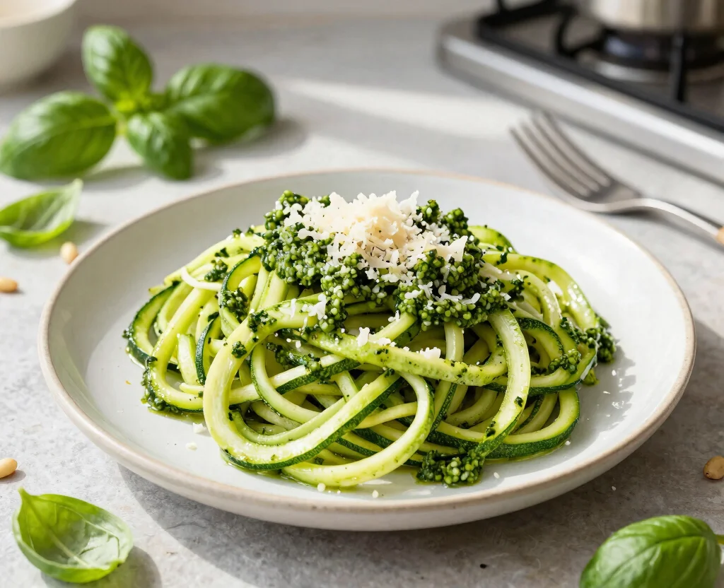 18 Easy Pasta Recipes Vegetarian – Comfort in a Bowl - 3. Zucchini Noodles with Pesto 1