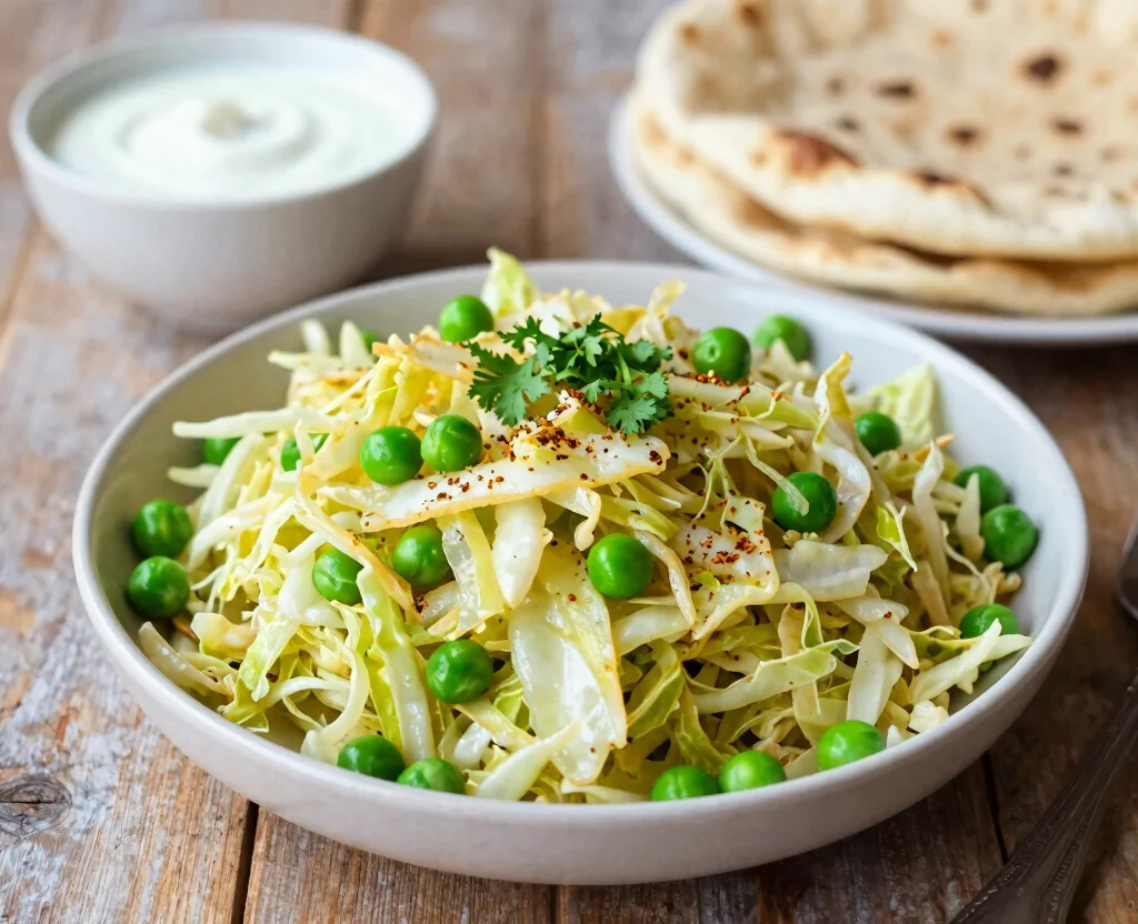 18 One Pot Indian Recipes Vegetarian – Simple & Flavorful - 12. Cabbage and Peas Stir-fry 1