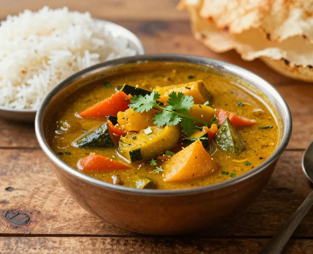 18 One Pot Indian Recipes Vegetarian – Simple & Flavorful - 13. Vegetable Sambar 1