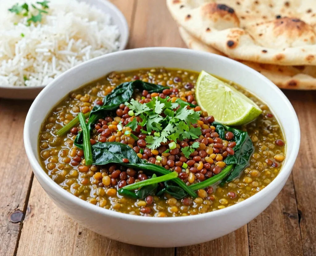 18 One Pot Indian Recipes Vegetarian – Simple & Flavorful - 7. Masoor Dal with Spinach 1