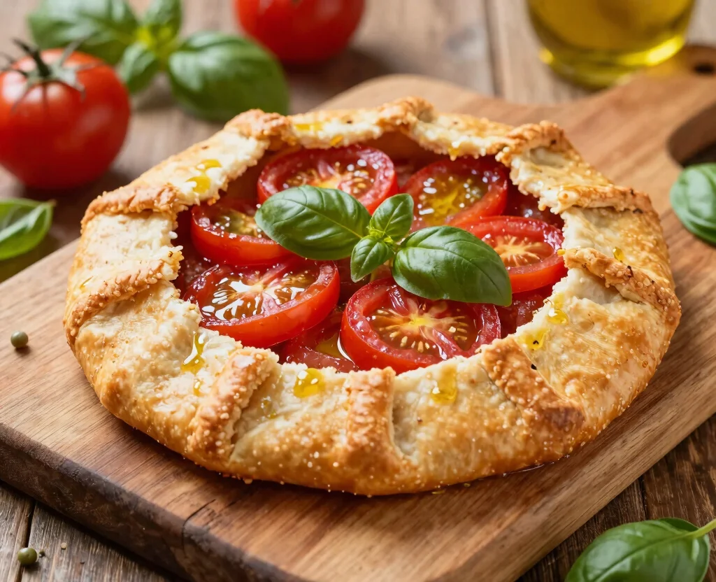 18 Puff Pastry Recipes Savory Vegetarian – Flaky & Flavorful - 13. Tomato and Basil Galette 1