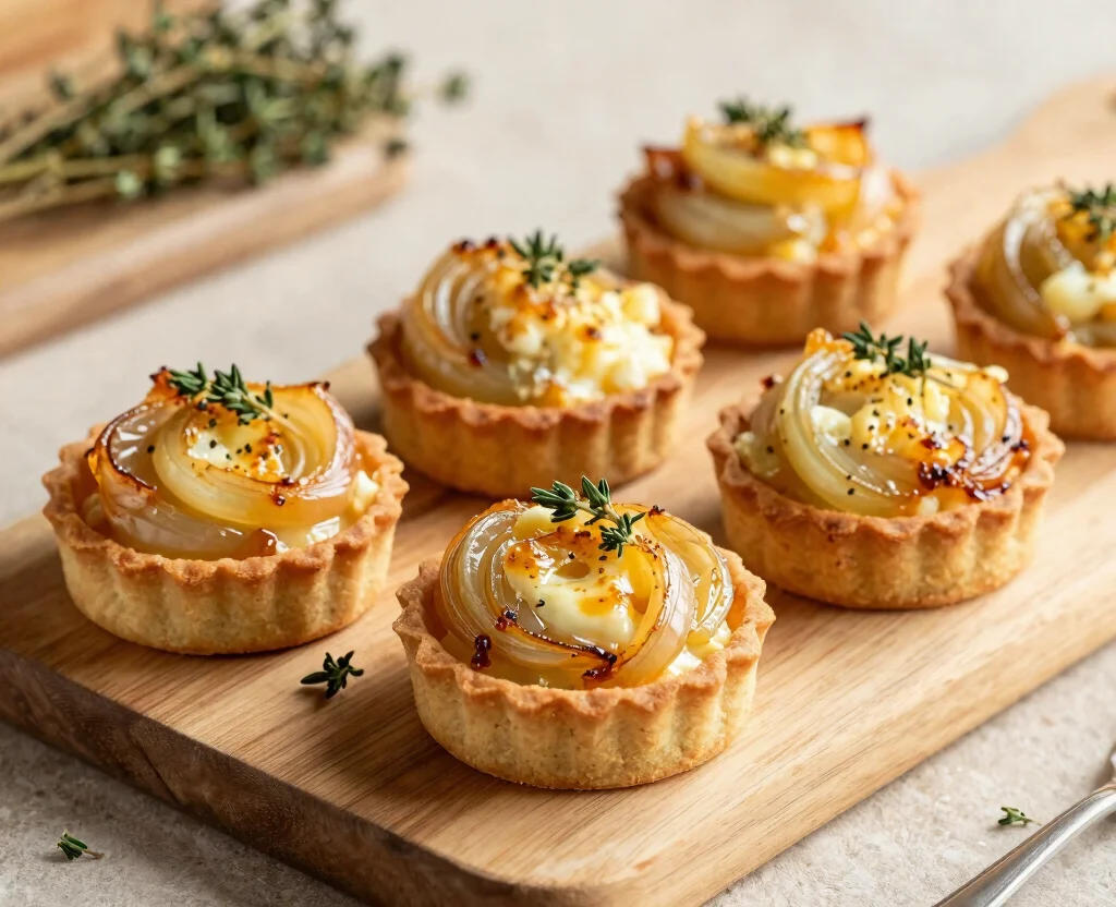 18 Puff Pastry Recipes Savory Vegetarian – Flaky & Flavorful - 15. Caramelized Onion and Goat Cheese Tarts 1