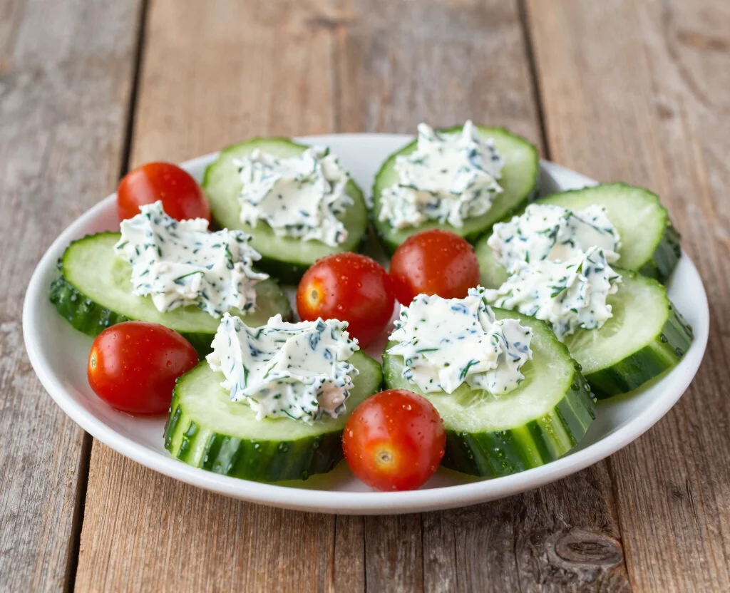 18 Vegetarian Appetizers for Party – Crowd-Pleasing - 10. Cucumber Bites with Herb Cream Cheese 1