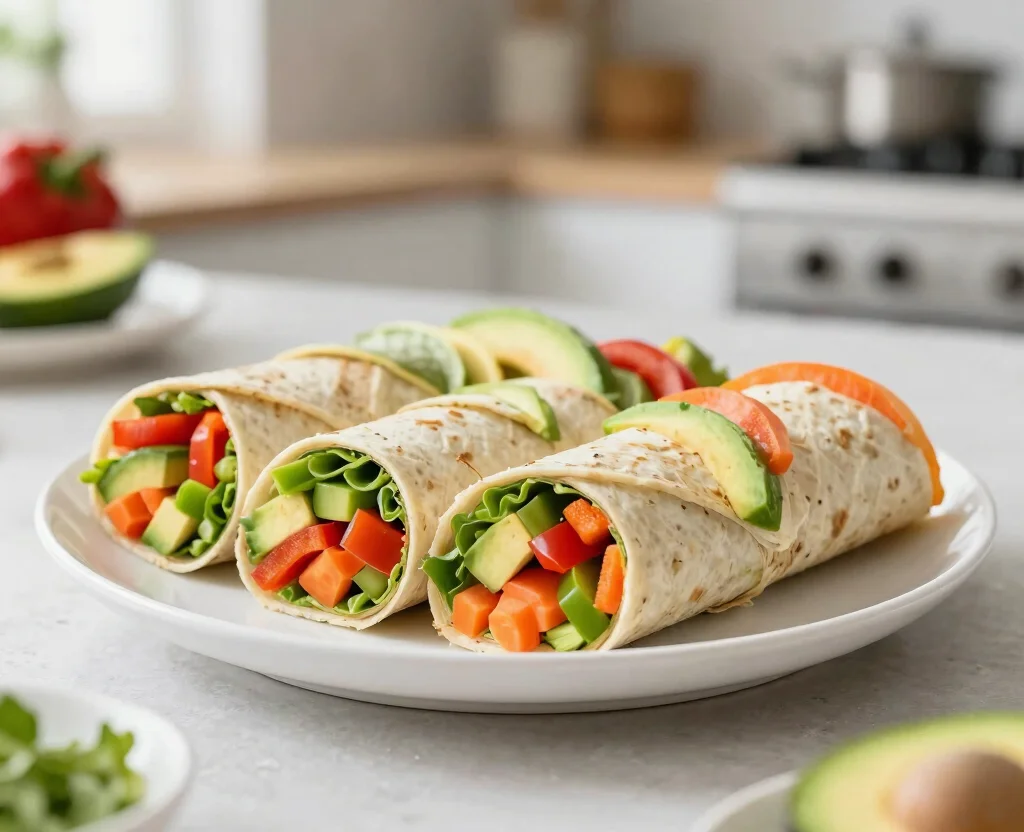 18 Vegetarian Recipes for Picky Eaters – Kid-Approved - 8. Rainbow Veggie Wraps 1
