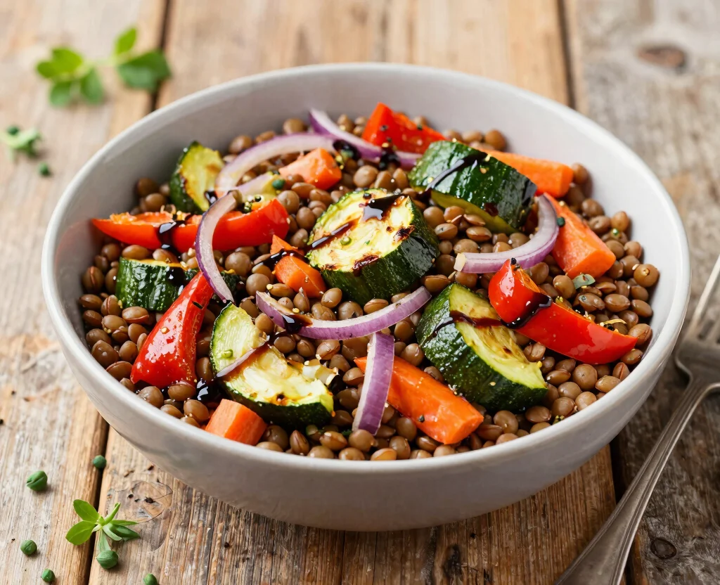 18 Vegetarian Salad Recipes High Protein – Energizing & Fresh - 3. Lentil Salad with Roasted Vegetables 1