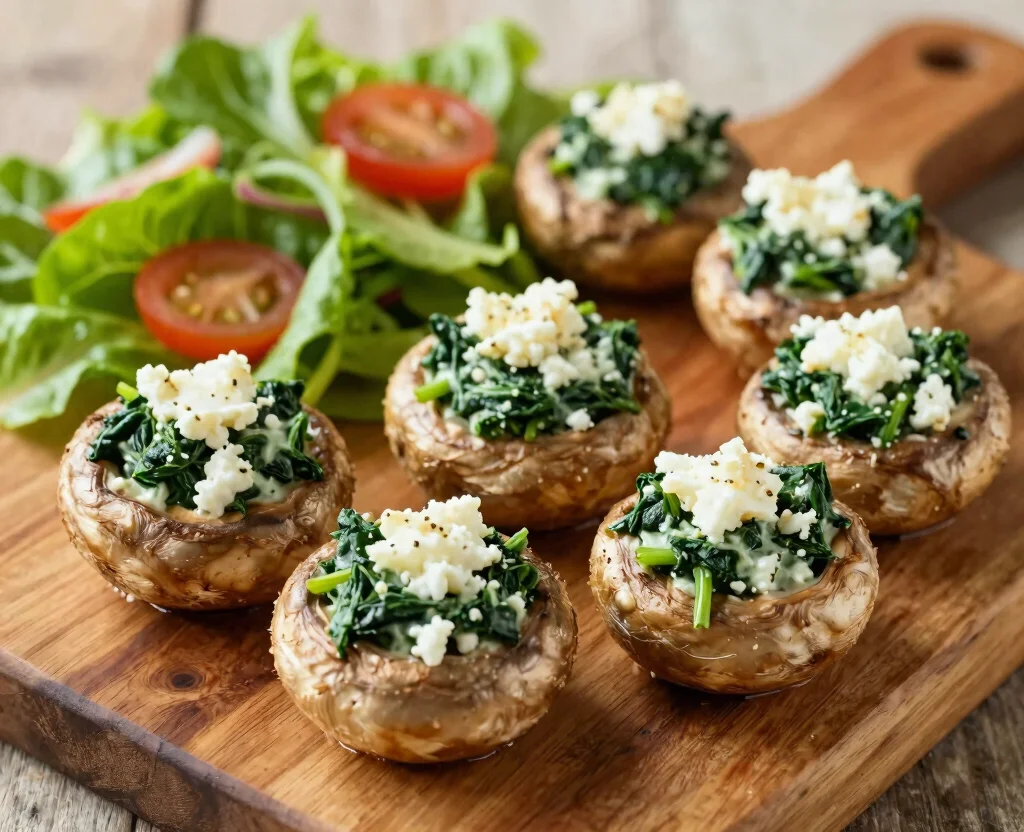 18 Whole Food Vegetarian Recipes – Natural & Nourishing - 13. Spinach & Feta Stuffed Portobello Mushrooms 1