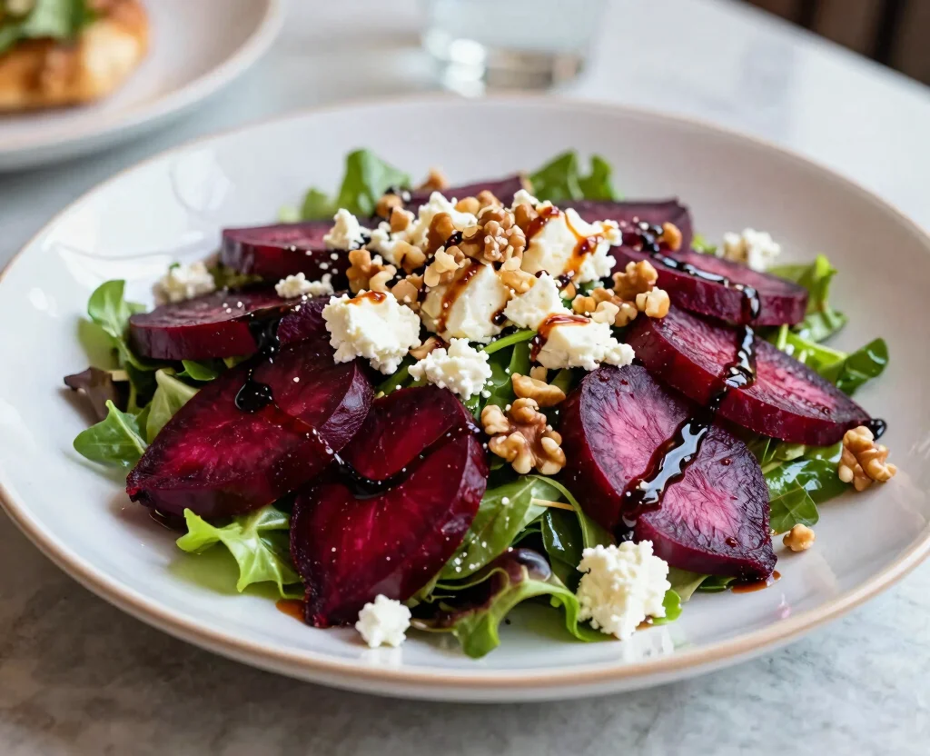 18 Whole Food Vegetarian Recipes – Natural & Nourishing - 16. Roasted Beet & Goat Cheese Salad 1