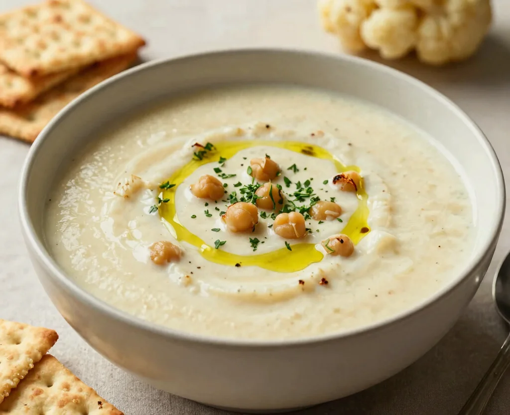 18 Whole Food Vegetarian Recipes – Natural & Nourishing - 6. Creamy Cauliflower & Chickpea Soup 1