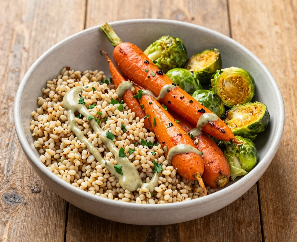 19 Clean Eating Recipes Vegetarian – Wholesome & Fresh - 13. Roasted Vegetable Grain Bowl 1