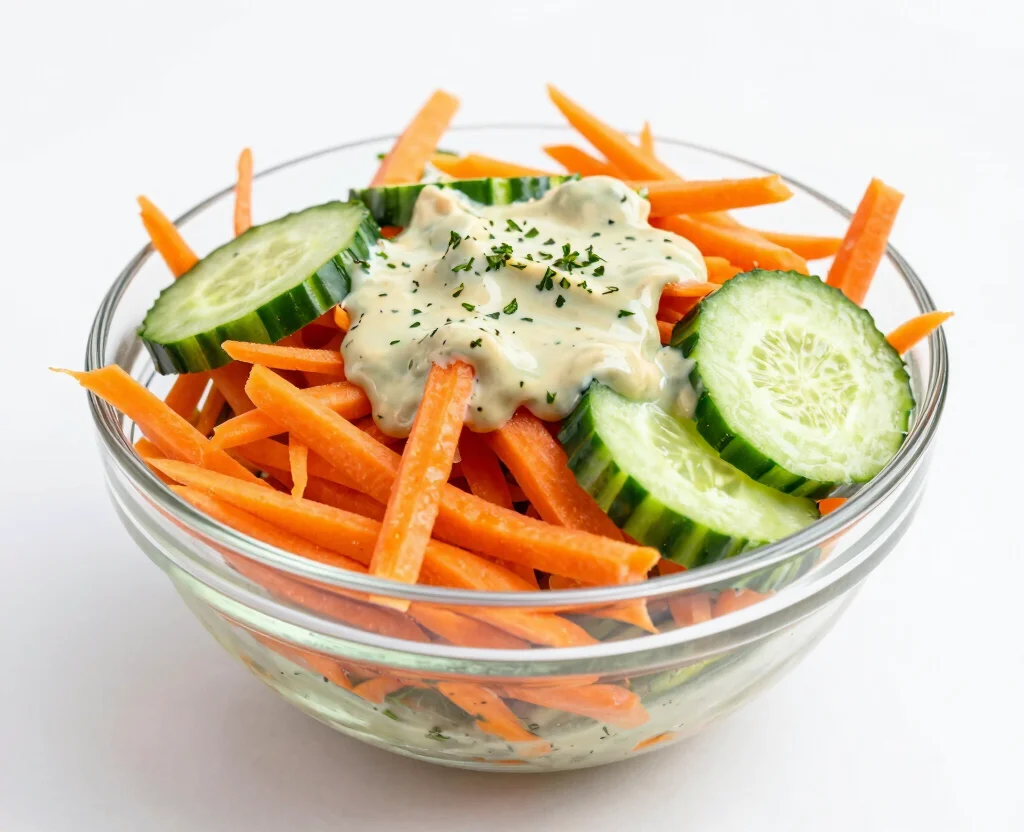 19 Clean Eating Recipes Vegetarian – Wholesome & Fresh - 17. Carrot and Cucumber Salad with Tahini Dressing 1