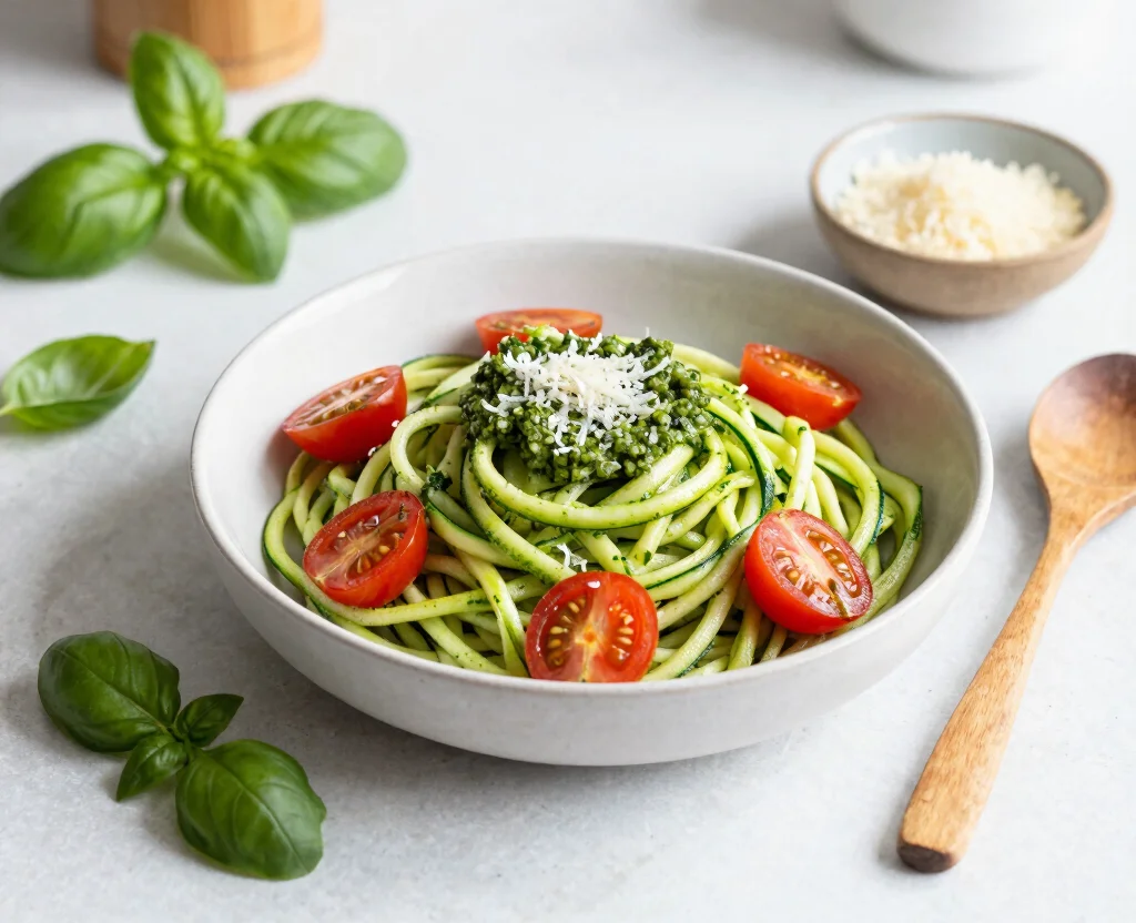 19 Clean Eating Recipes Vegetarian – Wholesome & Fresh - 2. Zucchini Noodles with Pesto 1