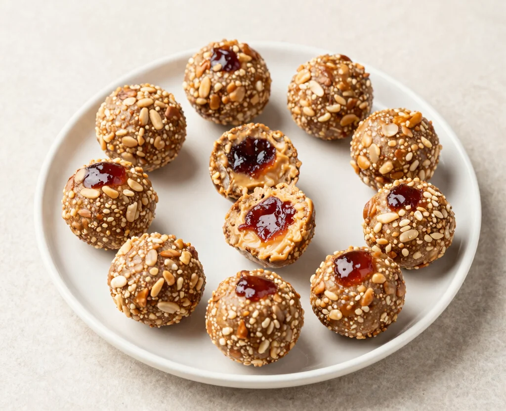 19 High Protein Vegetarian Recipes Meal Prep – Weekly Ideas - 17. Peanut Butter & Jelly Energy Balls 1