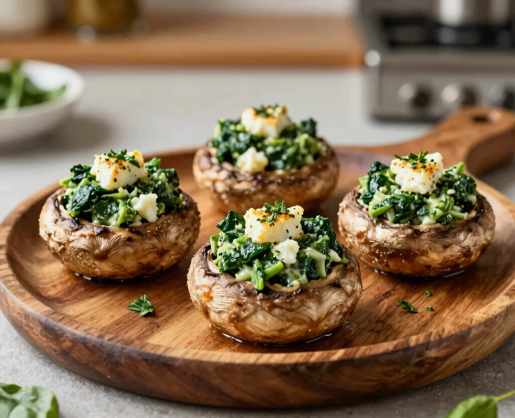 19 High Protein Vegetarian Recipes Meal Prep – Weekly Ideas - 18. Spinach & Feta Stuffed Portobello Mushrooms 1